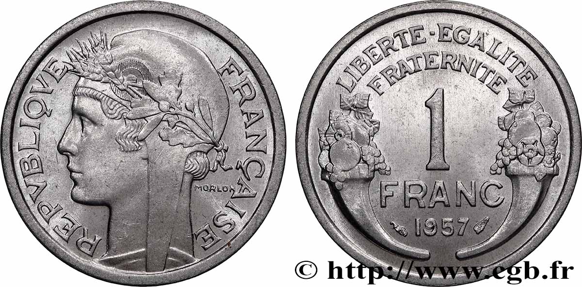 1 franc Morlon, légère 1957 F.221/19 MS65