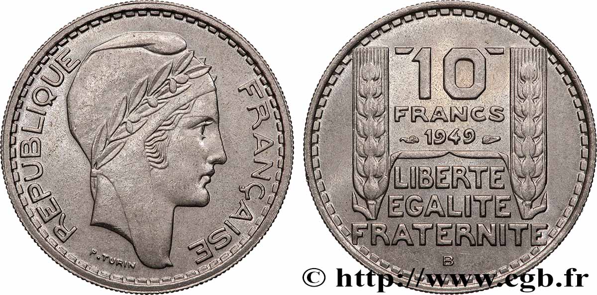 10 francs Turin, petite tête 1949 Beaumont-le-Roger F.362/7 SUP+