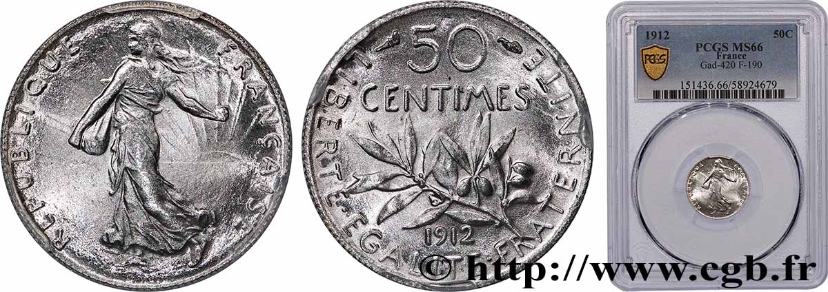 50 centimes Semeuse 1912 Paris F.190/19 FDC66 PCGS