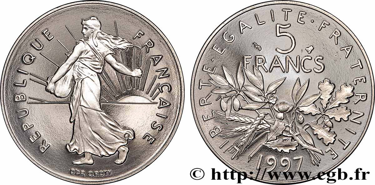 5 francs Semeuse, nickel, BE (Belle Épreuve) 1997 Pessac F.341/33 var. FDC