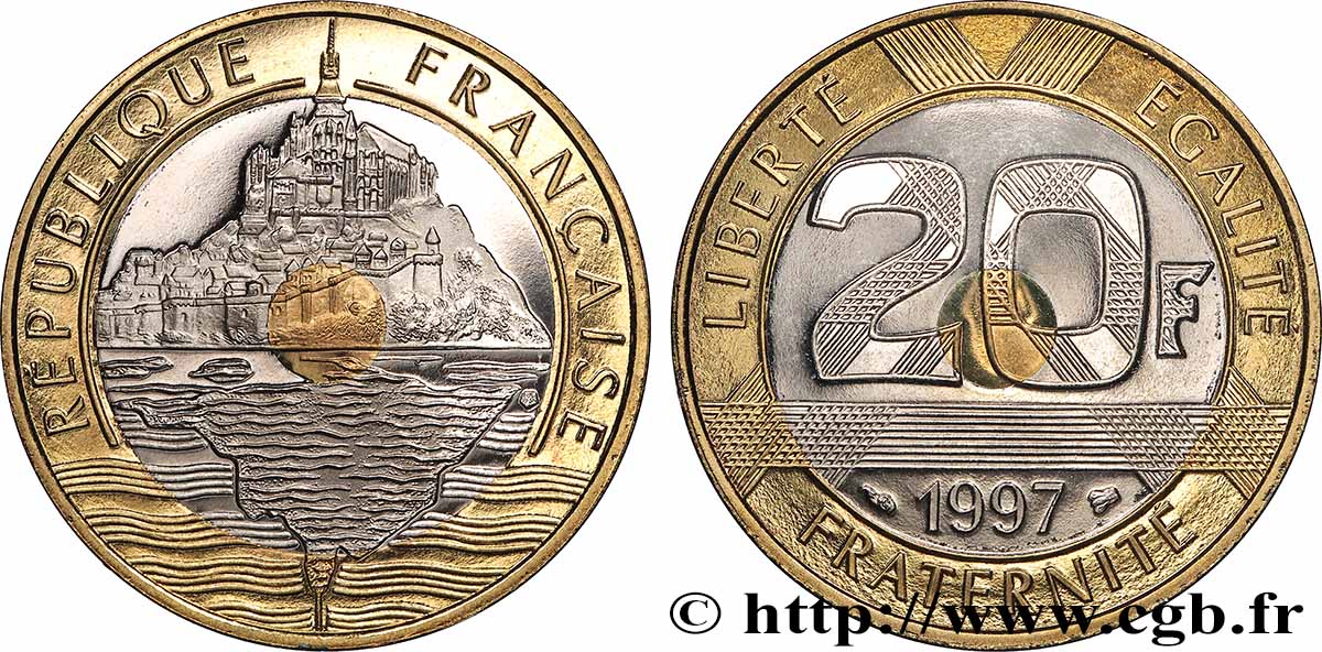 20 francs Mont Saint-Michel, BE (Belle Épreuve) 1997 Pessac F.403/13 var. FDC