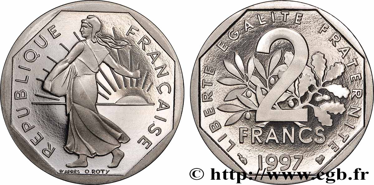 2 francs Semeuse, nickel, BE (Belle Épreuve) 1997 Pessac F.272/25 var. FDC