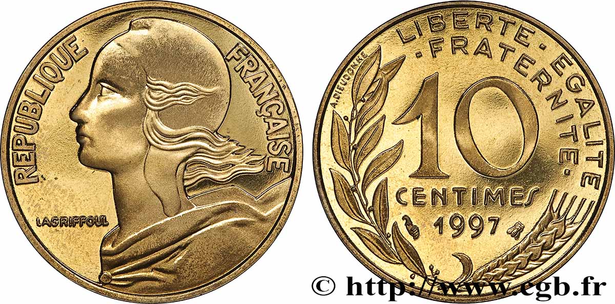 10 centimes Marianne, BE (Belle Épreuve) 1997 Pessac F.144/41 var. FDC