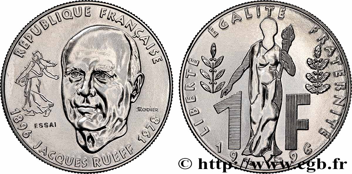 Essai de 1 franc Jacques Rueff 1996 Pessac F.231/1 FDC