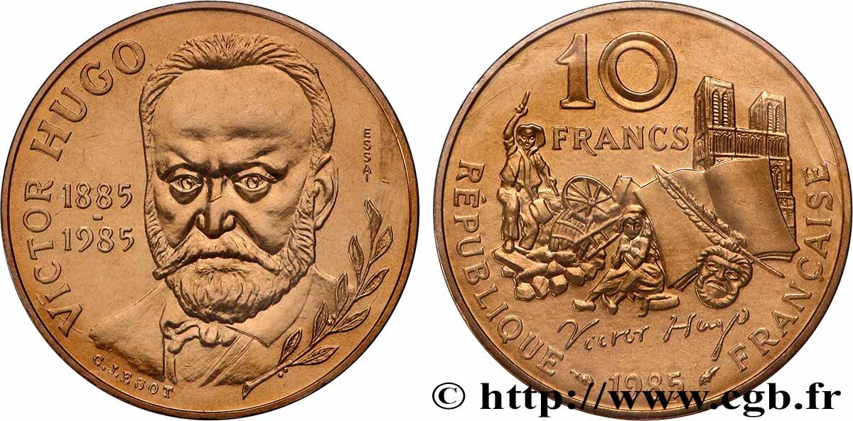 Essai de 10 francs Victor Hugo, tranche B 1985 Pessac F.370/1 FDC