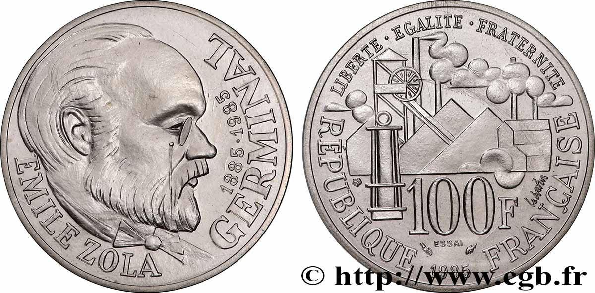 Essai de 100 francs Émile Zola 1985 Pessac F.453/1 FDC