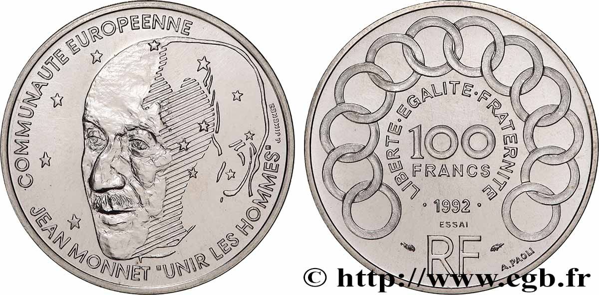 Essai de 100 francs Jean Monnet 1992 Pessac F.460/1 FDC