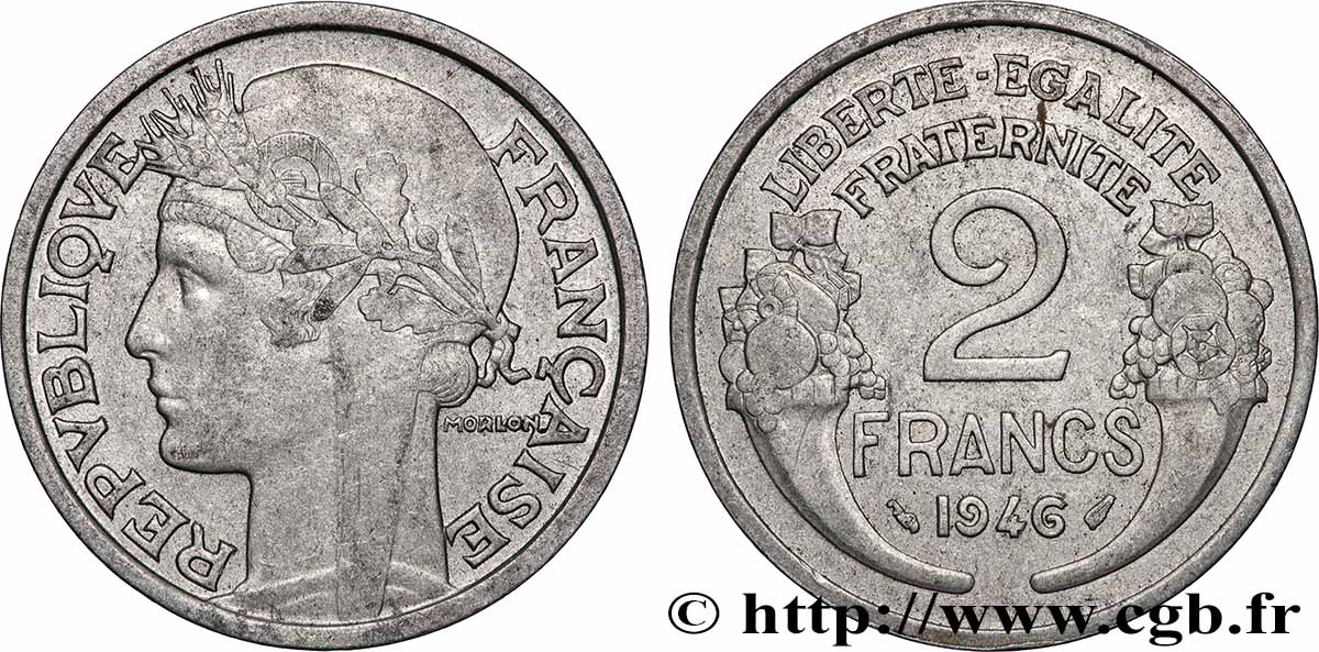 2 francs Morlon, aluminium 1946 F.269/8 AU