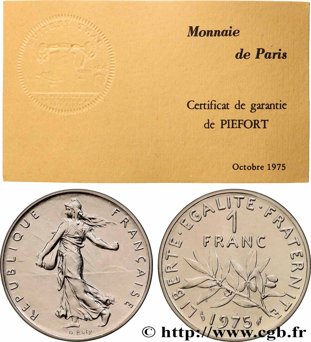 Piéfort Argent de 1 franc Semeuse 1975 Pessac GEM.104 P2 FDC