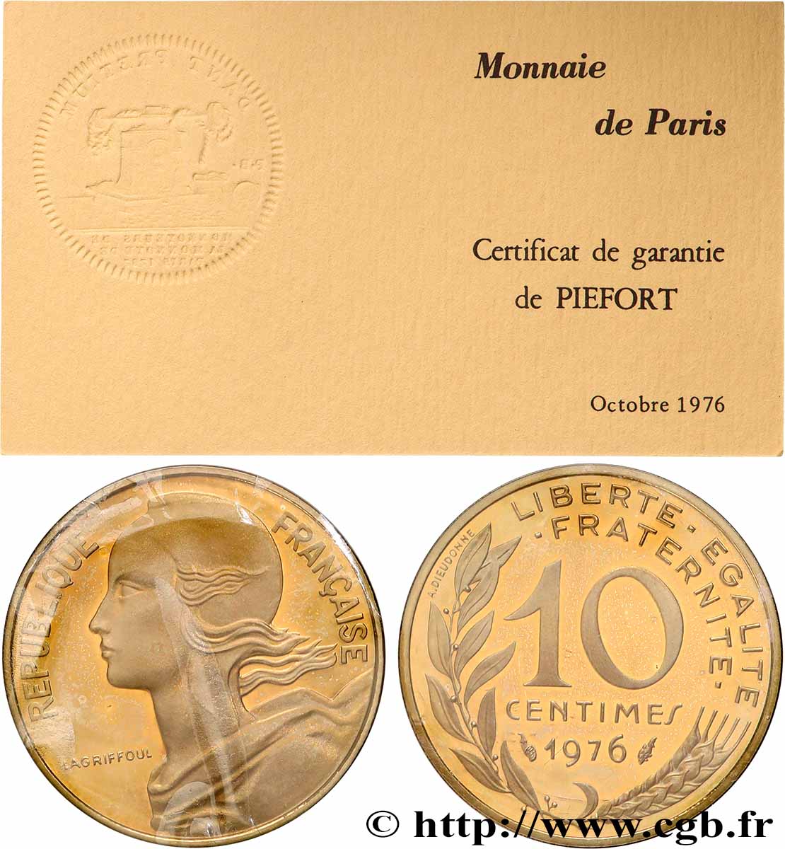 Piéfort Br-Al de 10 centimes Marianne 1976 Pessac GEM.46 P1 ST