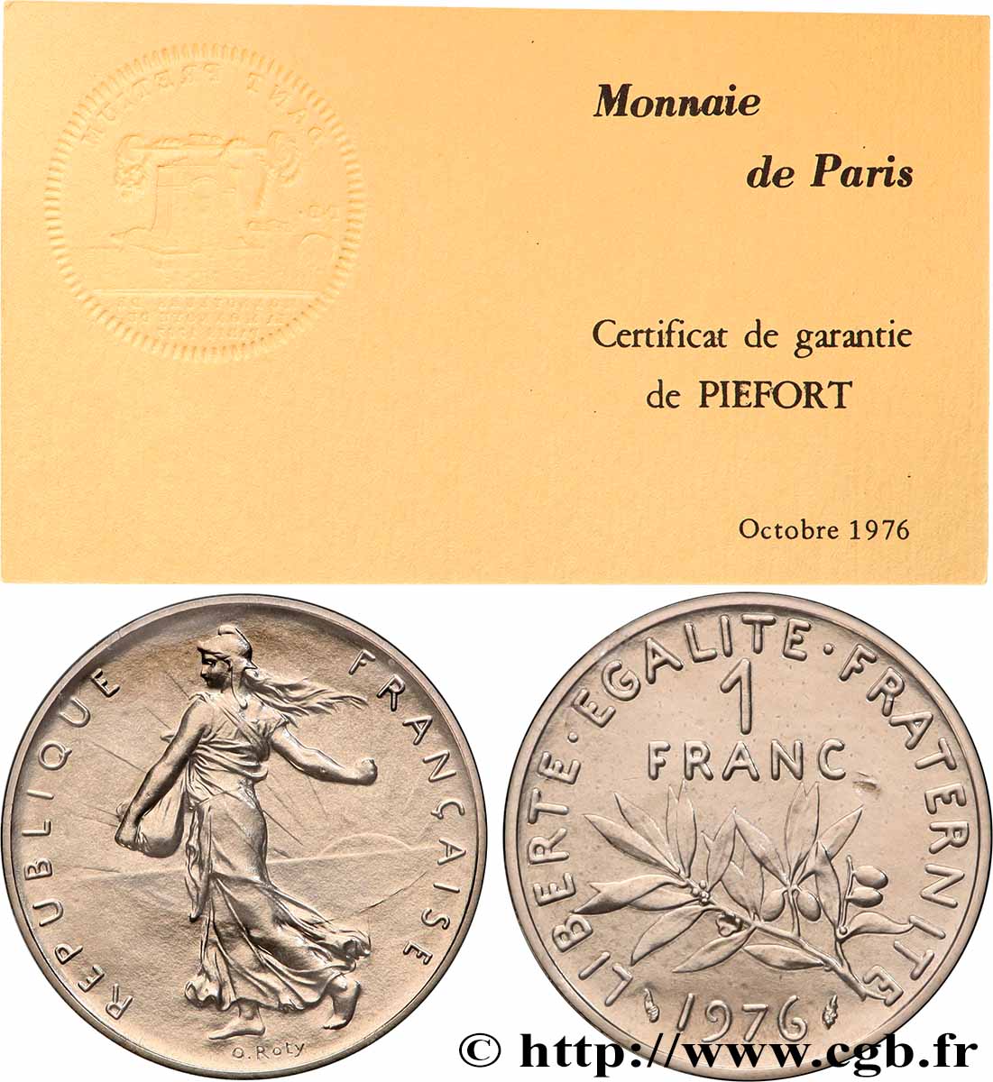 Piéfort Nickel de 1 franc Semeuse 1976 Pessac GEM.104 P1 ST