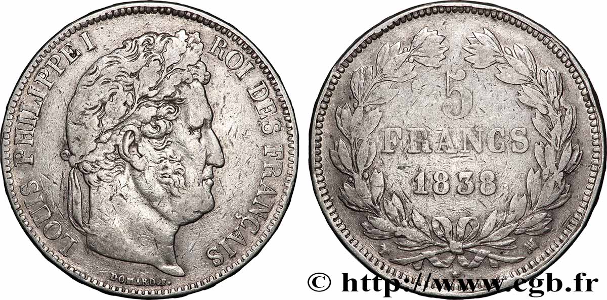 5 francs IIe type Domard 1838 Marseille F.324/73 q.BB