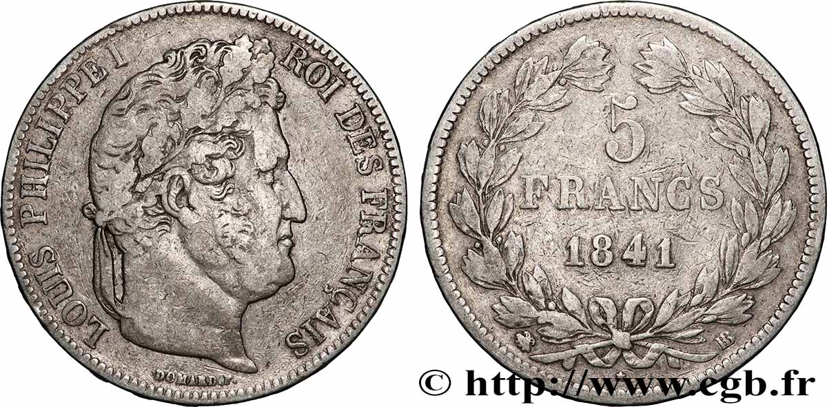 5 francs IIe type Domard 1841 Strasbourg F.324/92 MB
