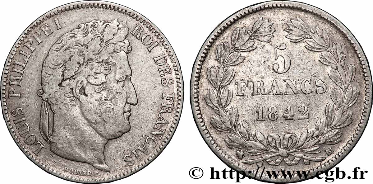 5 francs IIe type Domard 1842 Strasbourg F.324/97 TB