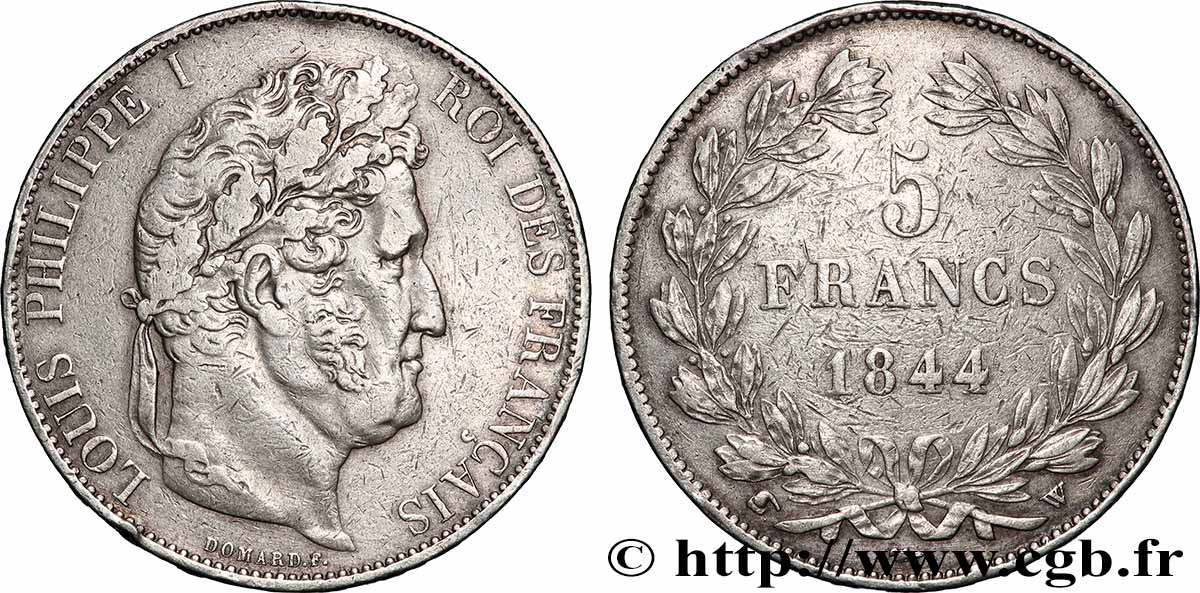 5 francs, IIIe type Domard 1844 Lille F.325/5 TTB