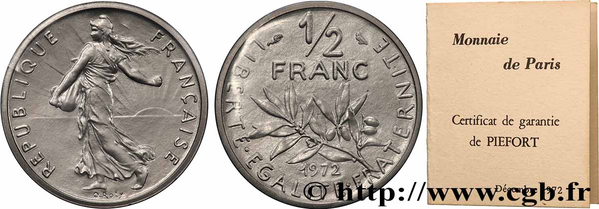 Piéfort Nickel de 1/2 franc Semeuse 1972 Paris GEM.91 P1 MS