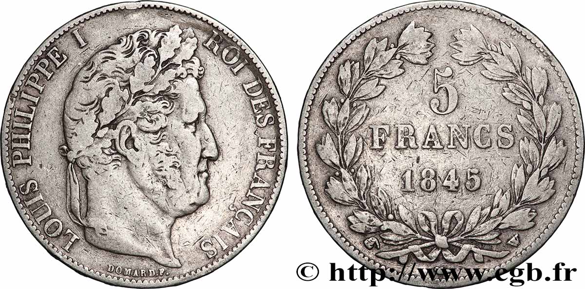 5 francs IIIe type Domard 1845 Lille F.325/9 TB+