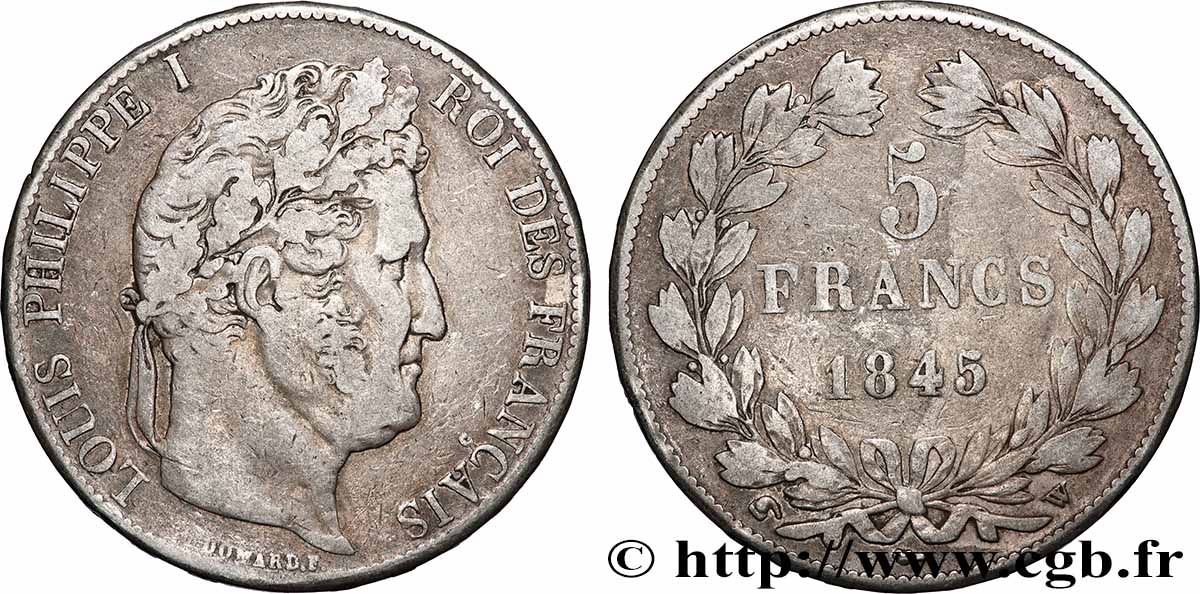 5 francs IIIe type Domard 1845 Lille F.325/9 TB
