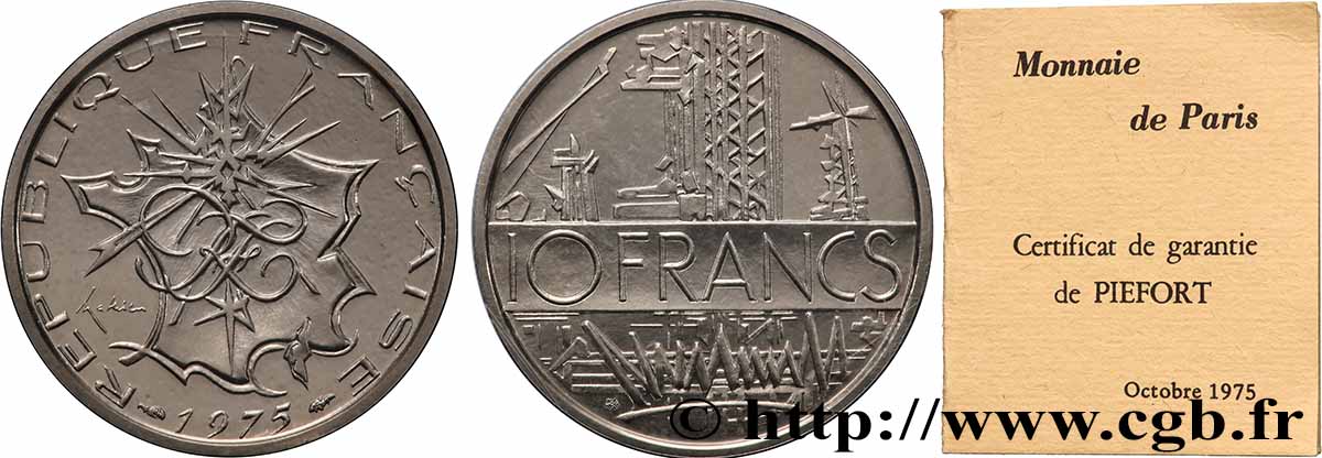 Piéfort Argent de 10 francs Mathieu 1975 Pessac GEM.186 P2 MS