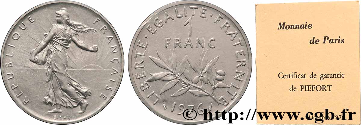Piéfort Argent de 1 franc Semeuse 1976 Pessac GEM.104 P2 ST