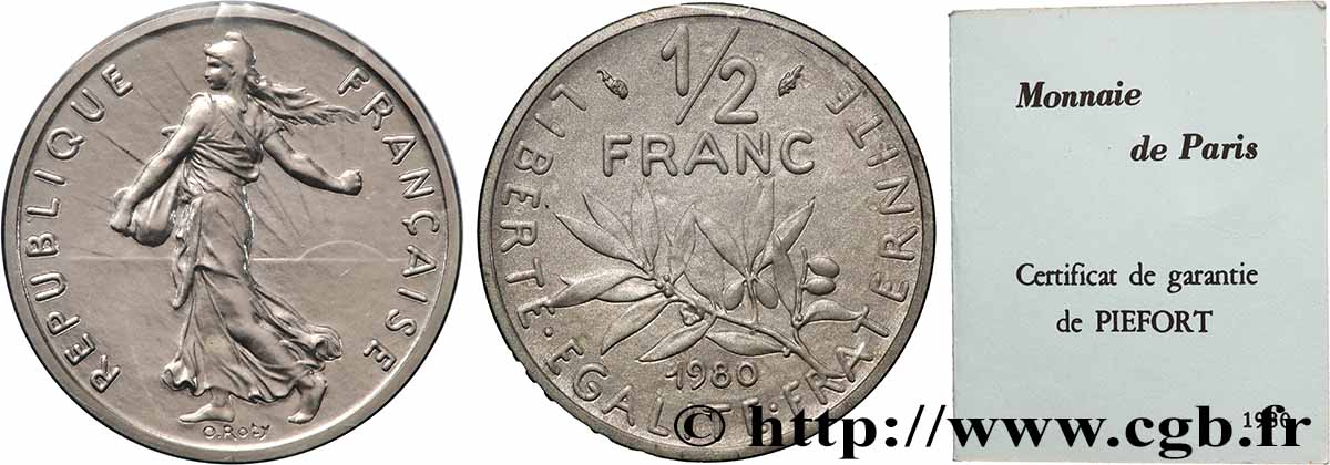 Piéfort Argent de 1/2 franc Semeuse 1980 Pessac GEM.91 P2 ST