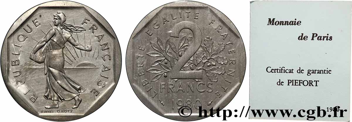 Piéfort Argent de 2 francs Semeuse 1980 Pessac GEM.123 P2 FDC