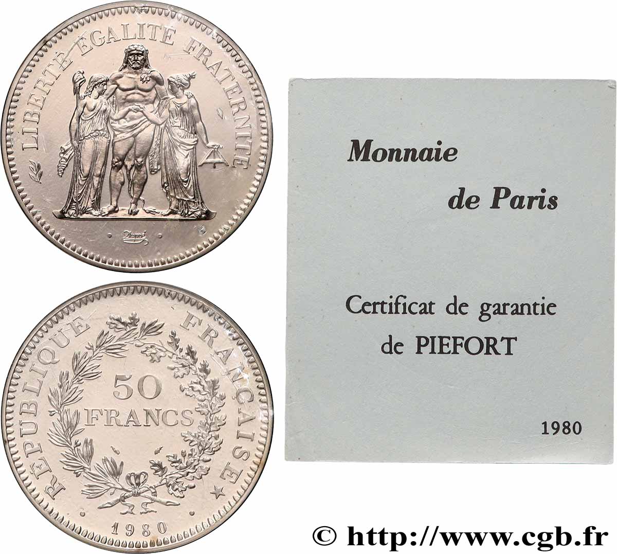 Piéfort Argent de 50 francs Hercule 1980 Pessac GEM.223 P1 ST