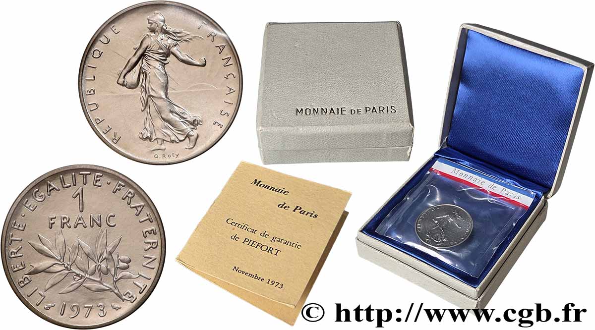 Piéfort nickel de 1 franc Semeuse 1973 Pessac GEM.104 P1 ST
