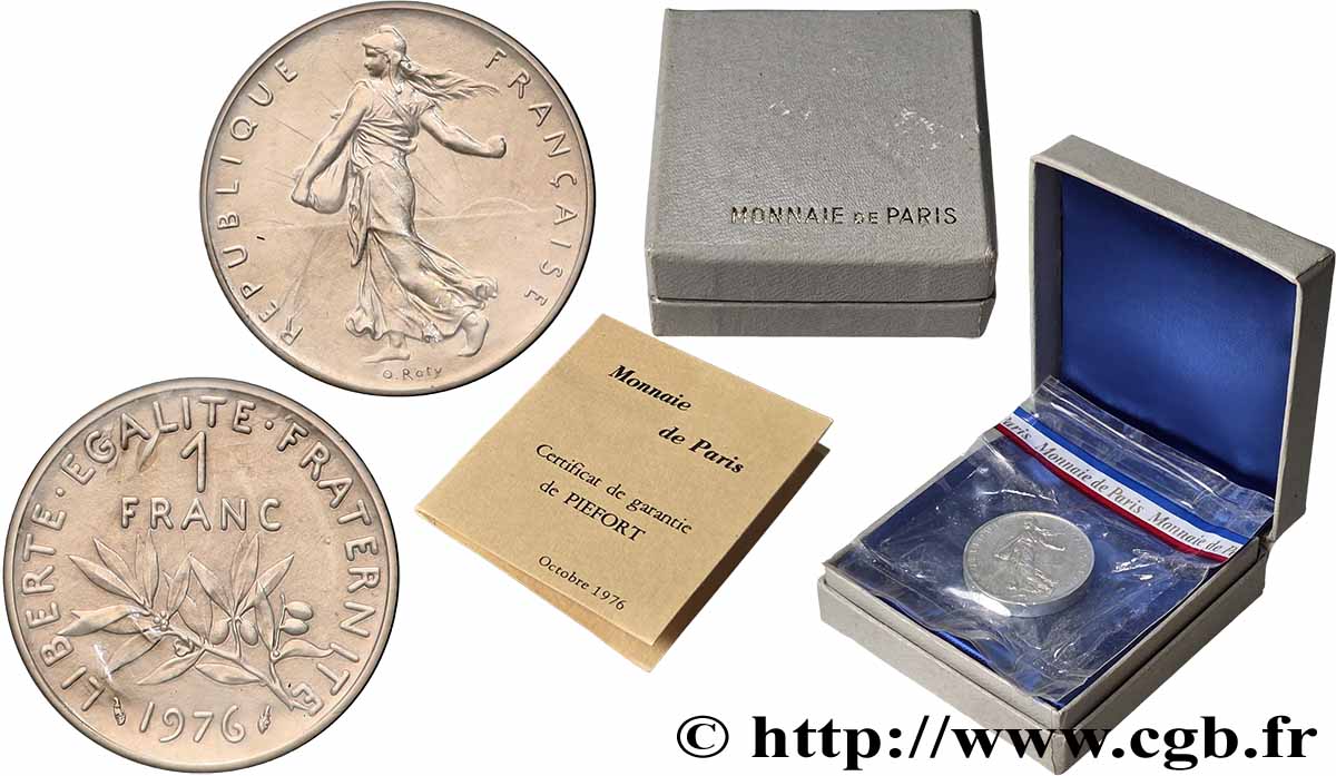 Piéfort Argent de 1 franc Semeuse 1976 Pessac GEM.104 P2 MS