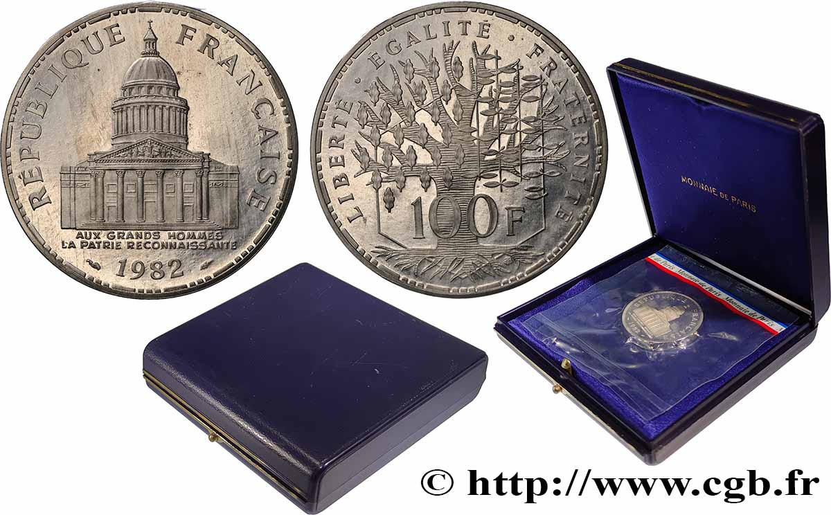 Piéfort Belle Épreuve Argent de 100 francs Panthéon 1982 Pessac GEM.232 P1 FDC