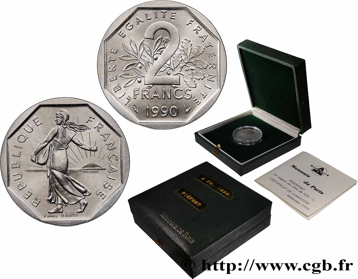 Piéfort Argent de 2 francs Semeuse 1990 Pessac GEM.123 P2 ST