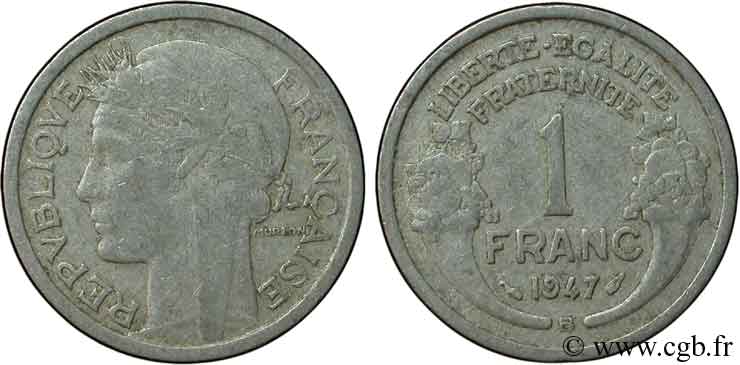 1 franc Morlon, légère 1947 Beaumont-Le-Roger F.221/12 TB20 