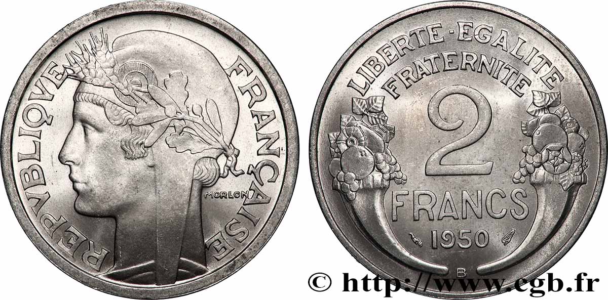 2 francs Morlon, aluminium 1950 Beaumont-Le-Roger F.269/17 MS64