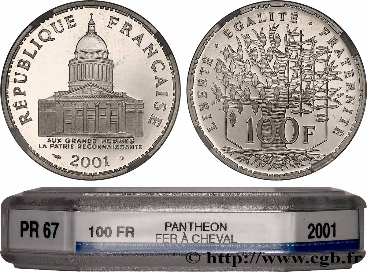 100 francs Panthéon, BE (Belle Épreuve) 2001 Pessac F.451/24 var. MS67 GENI
