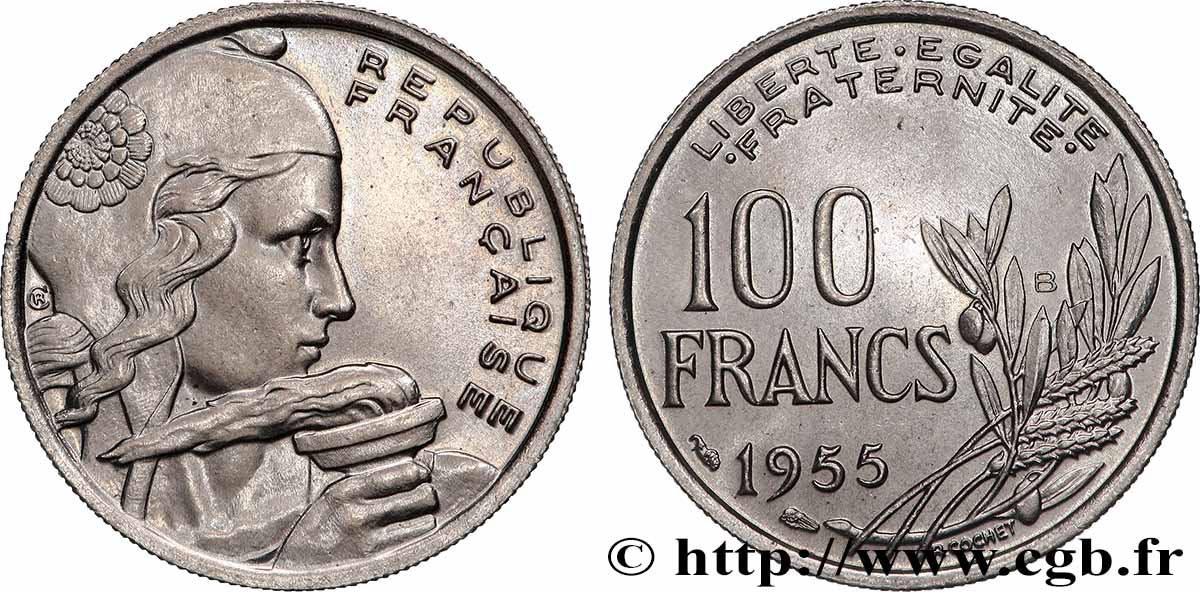 100 francs Cochet 1955 Beaumont-Le-Roger F.450/6 MS64