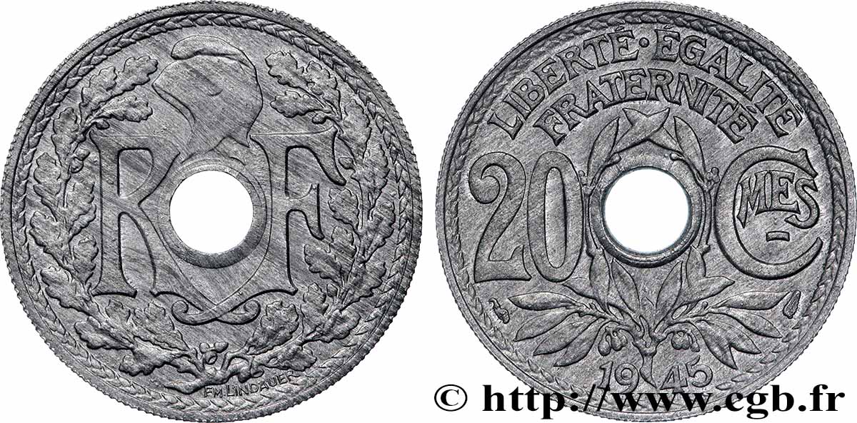 20 centimes Lindauer 1945 F.155/2 MS