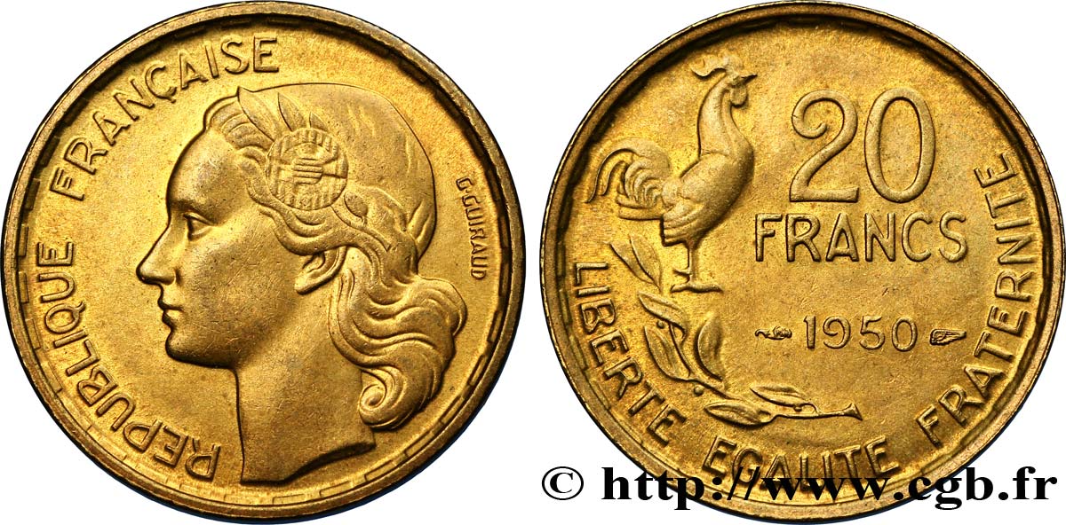 20 francs G. Guiraud 1950  F.402/3 SUP60 