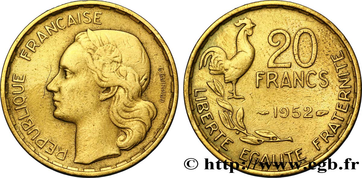 20 francs G. Guiraud 1952  F.402/9 TTB45 