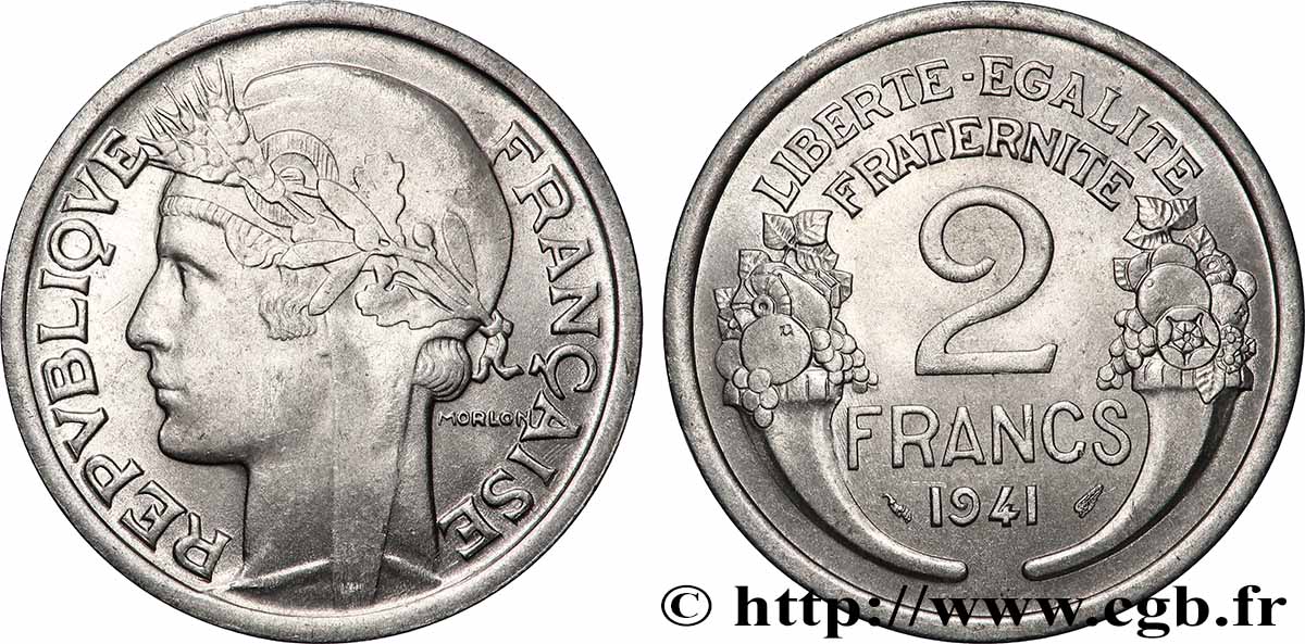 2 francs Morlon, aluminium 1941 F.269/2 MS63