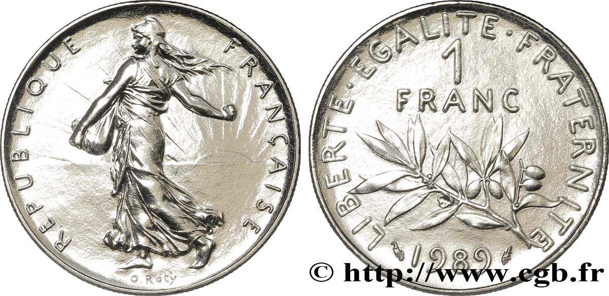 1 franc Semeuse, nickel 1989 Pessac F.226/34 MS63 