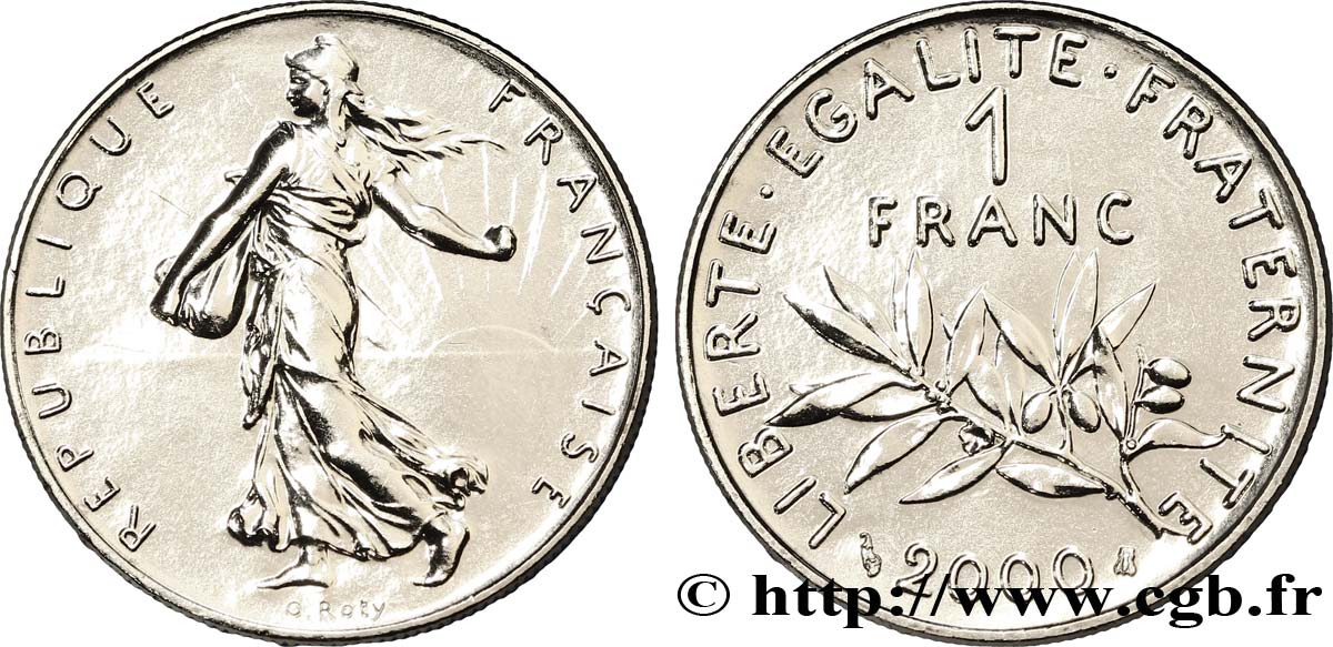 1 franc Semeuse, nickel, BU (Brillant Universel) 2000 Pessac F.226/48 MS63