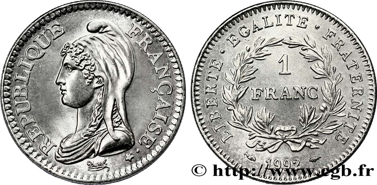 1 franc République 1992  F.229/2 MS64 