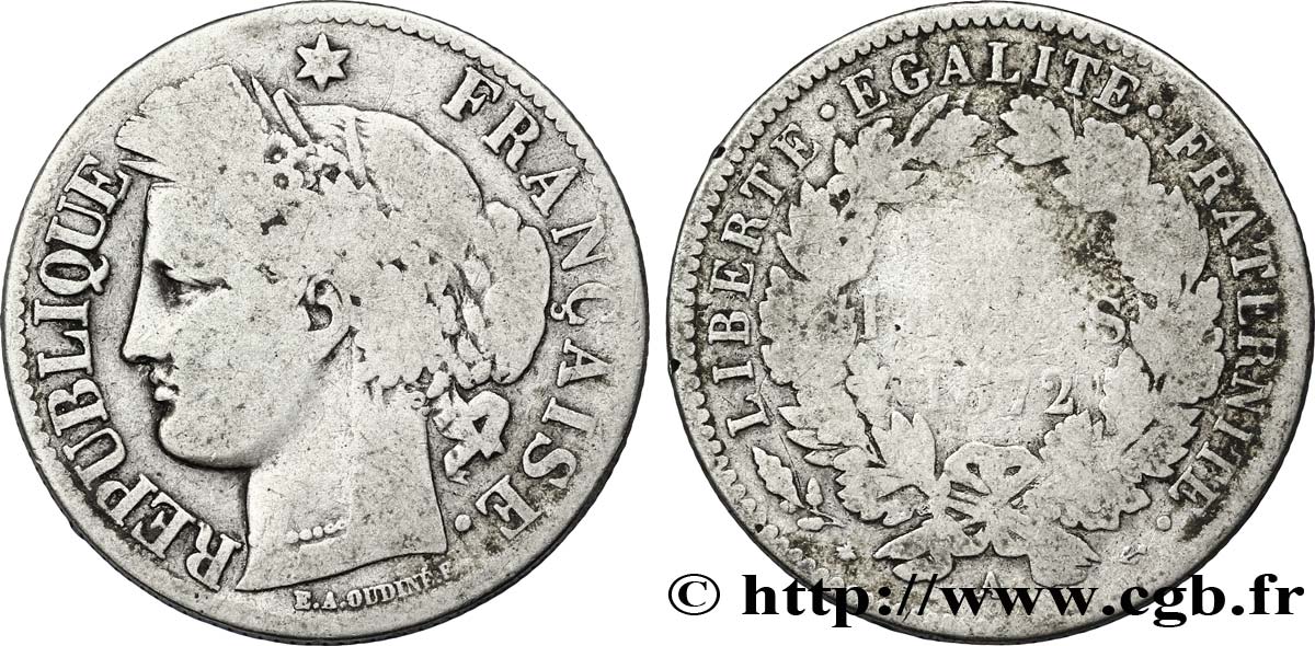 2 francs Cérès, avec légende 1872 Paris F.265/8 VG8 