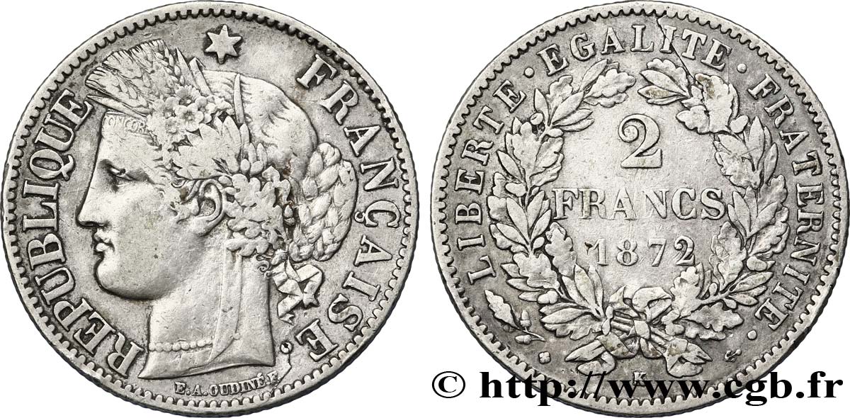 2 francs Cérès, avec légende 1872 Bordeaux F.265/9 BB45 