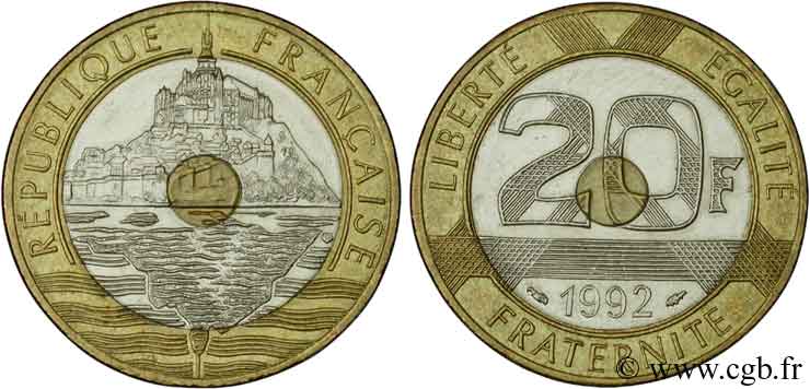 20 francs Mont Saint-Michel 1992 Pessac F.403/2 AU53 