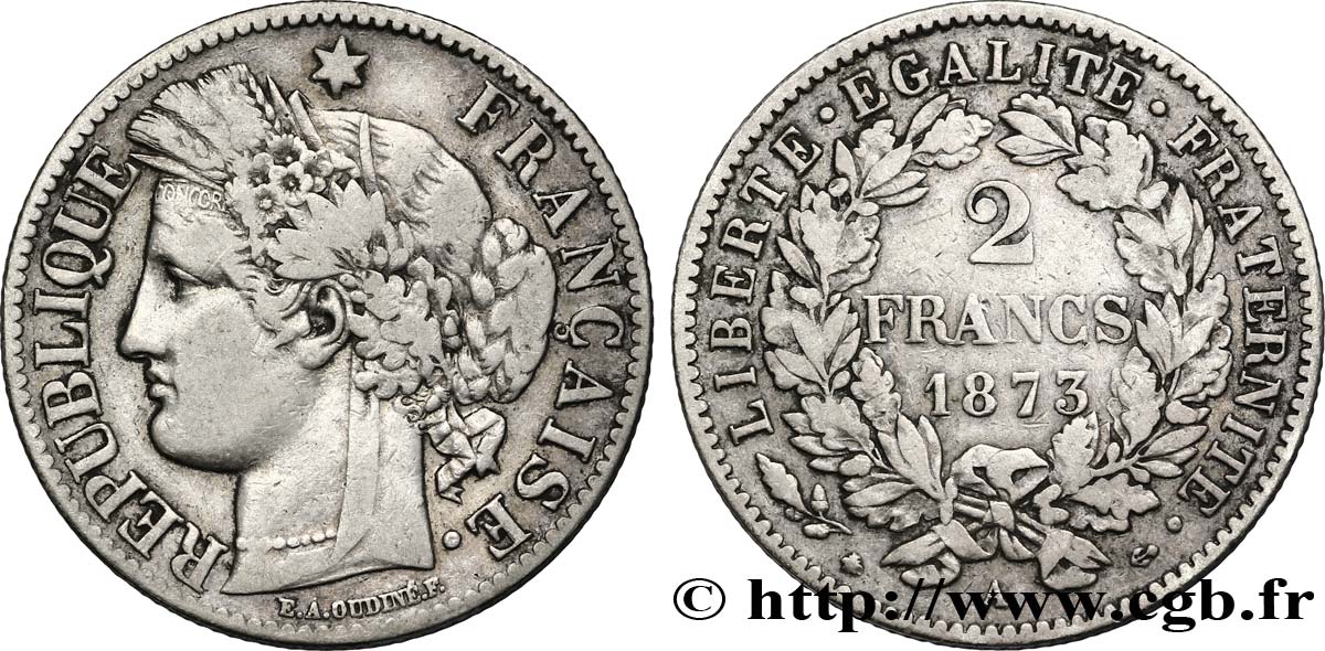 2 francs Cérès, avec légende 1873 Paris F.265/10 TTB40 