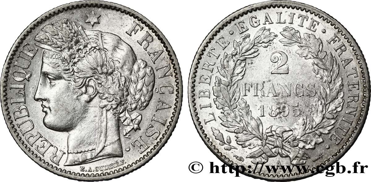 2 francs Cérès, avec légende 1895 Paris F.265/17 SS53