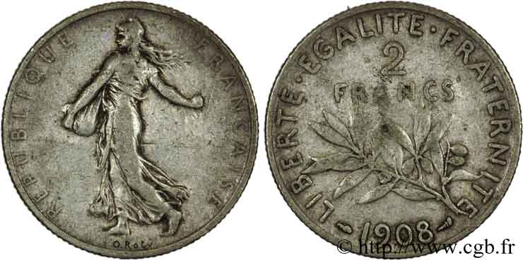 2 francs Semeuse 1908  F.266/10 B8 