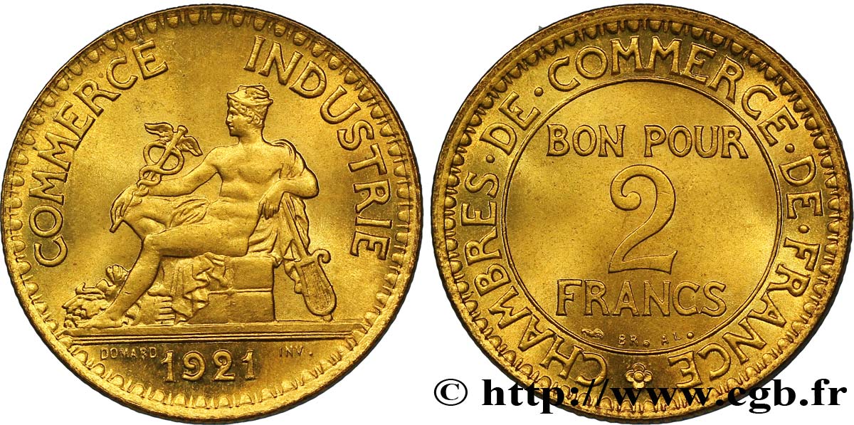 2 francs Chambres de Commerce 1921  F.267/3 MS63 
