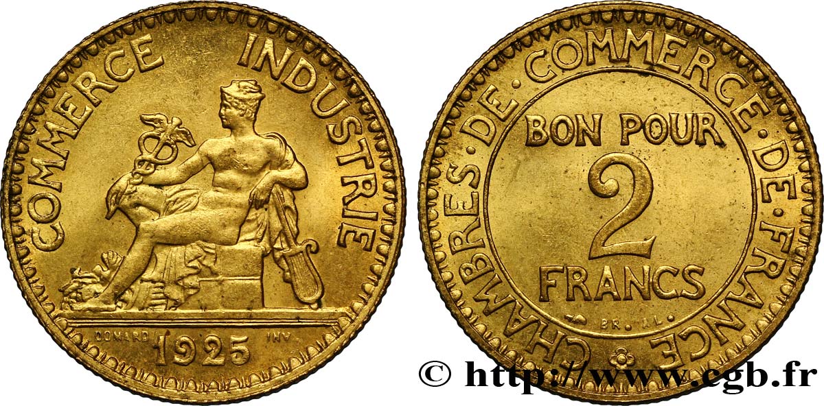 2 francs Chambres de Commerce 1925  F.267/7 MS62 